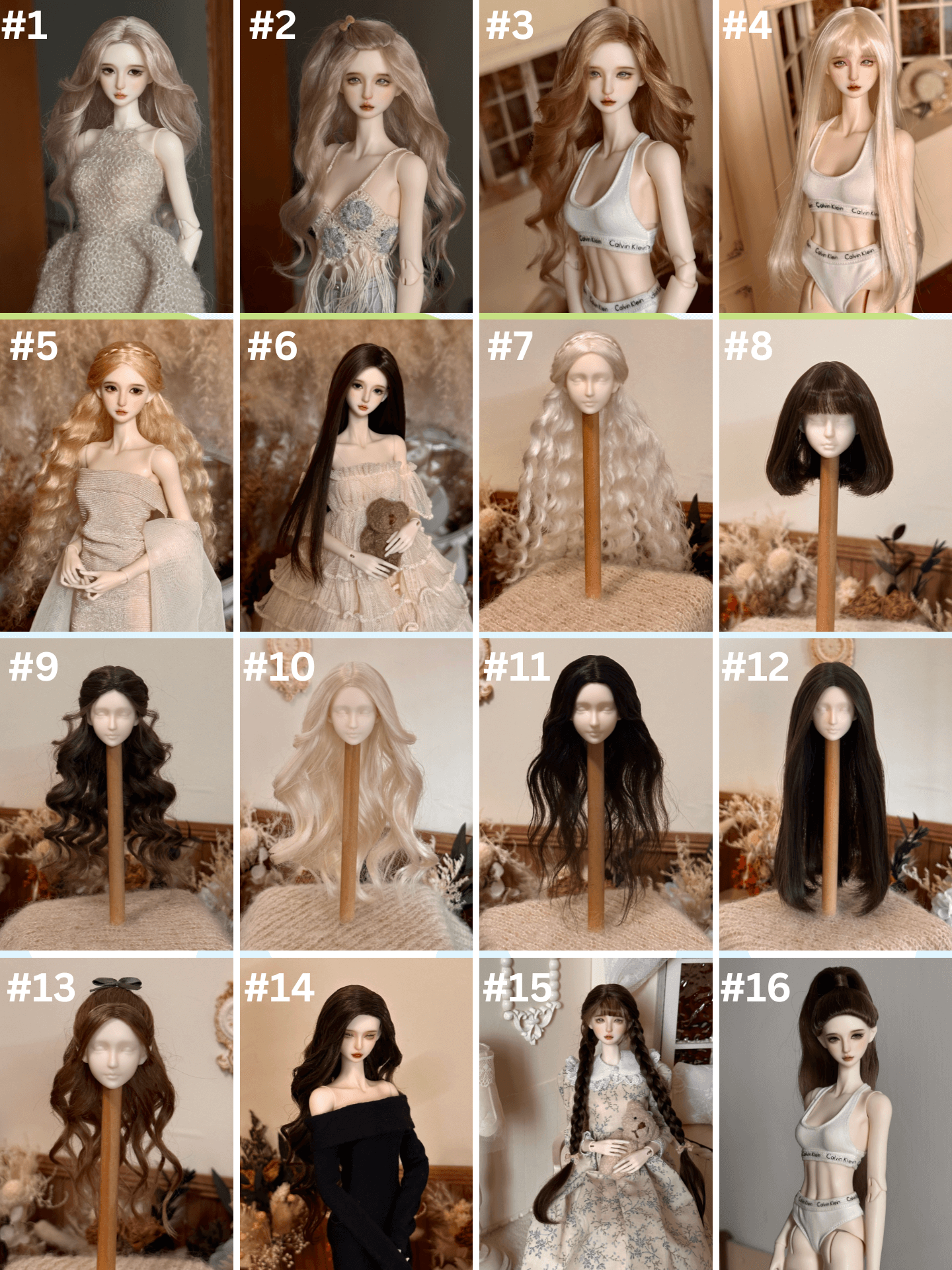 Curly Mohair Wig for BJD & Blythe Dolls – Multiple Colors