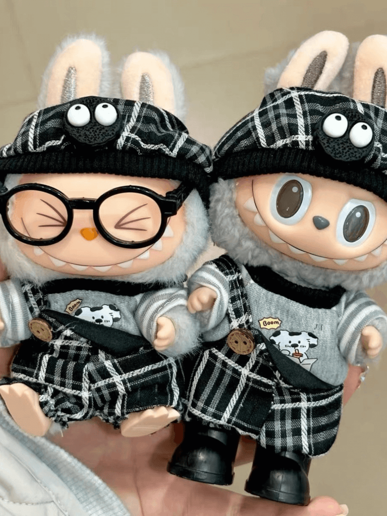 Labubu Plaid Overalls Outfit Set