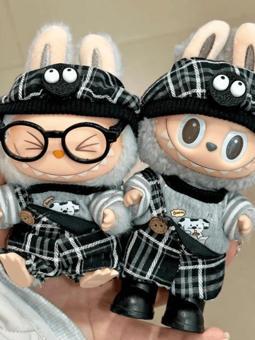 Labubu Plaid Overalls Outfit Set