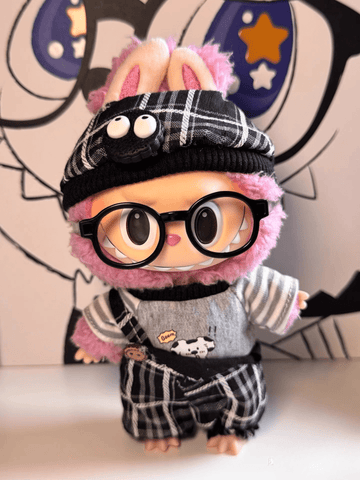 Labubu Plaid Overalls Outfit Set