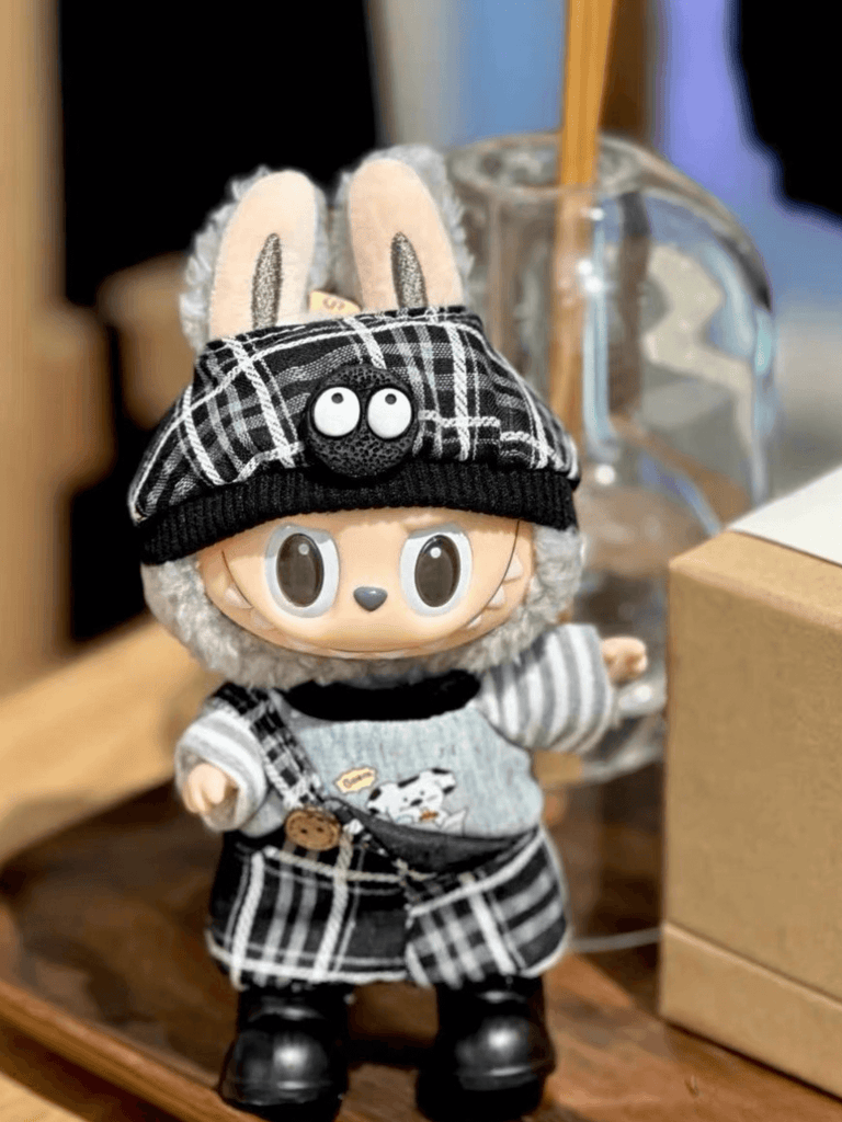 Labubu Plaid Overalls Outfit Set