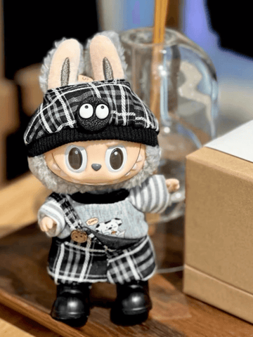 Labubu Plaid Overalls Outfit Set