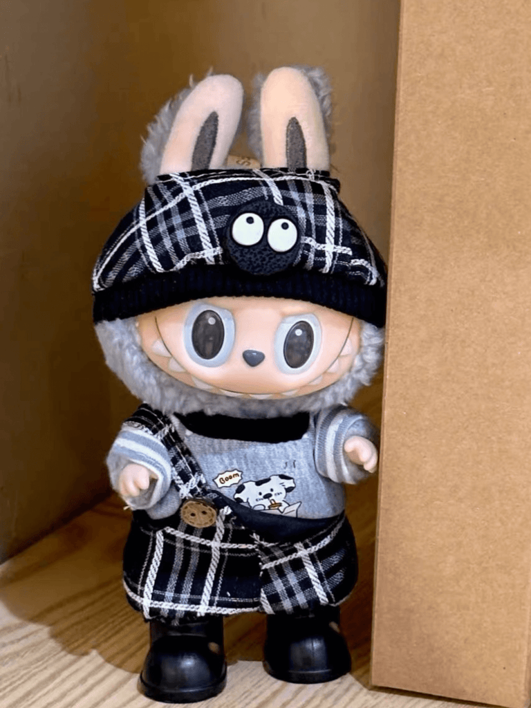 Labubu Plaid Overalls Outfit Set