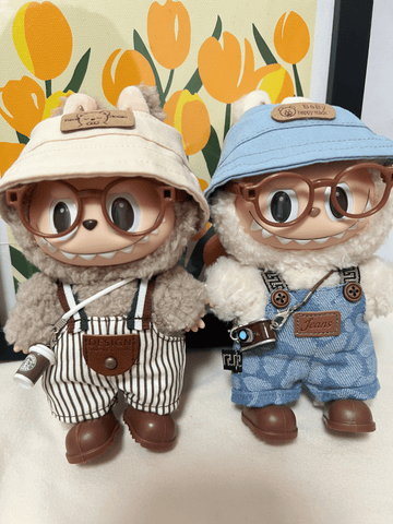 Labubu Striped Overalls Outfit Set